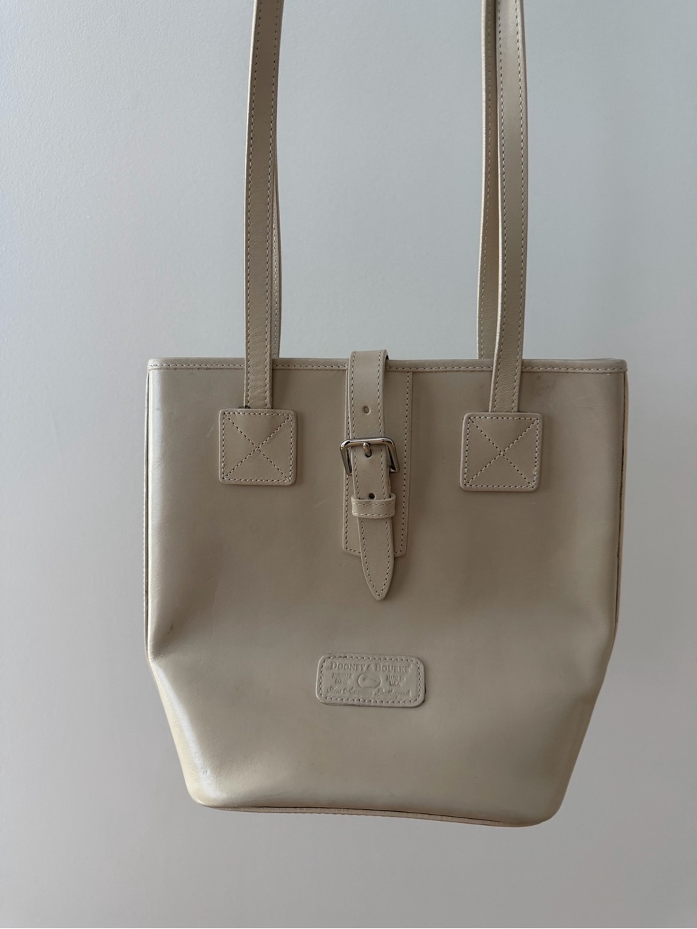 Dooney & Bourke Taupe Leather Shoulder Bucket Bag